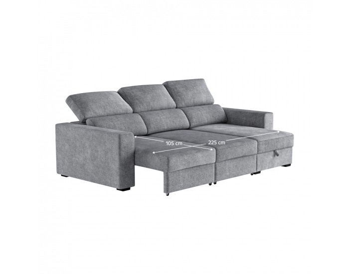Rohová sedačka s rozkladom a úložným priestorom Scar Roh P - sivá