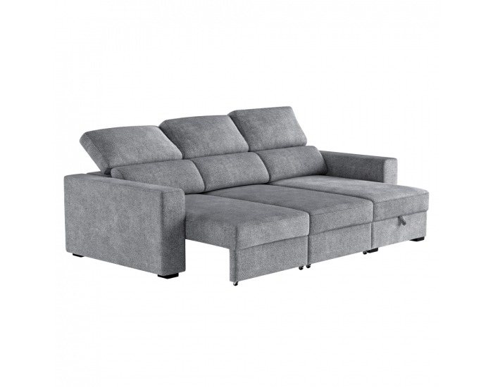 Rohová sedačka s rozkladom a úložným priestorom Scar Roh P - sivá
