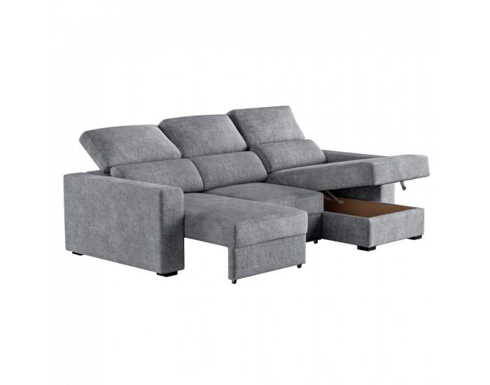 Rohová sedačka s rozkladom a úložným priestorom Scar Roh P - sivá