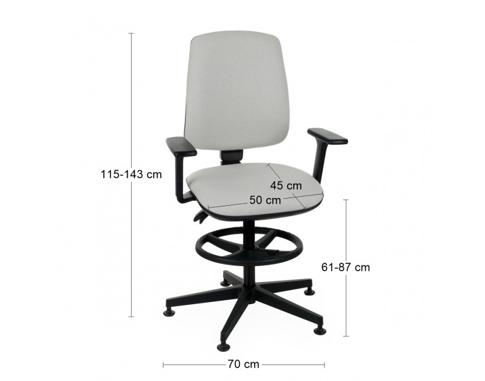 Kancelárska stolička s podrúčkami a podnožkou Sean 3D RB - sivá (Flex 05) / čierna