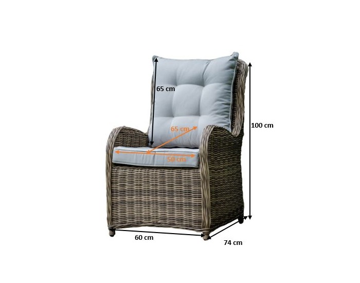 Záhradné kreslo z umelého ratanu Secondo - hnedá / svetlosivá