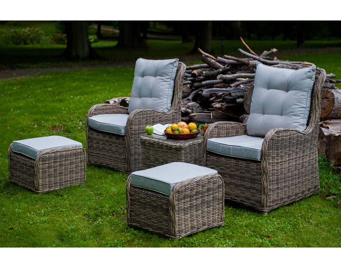 Záhradné kreslo z umelého ratanu Secondo - hnedá / svetlosivá