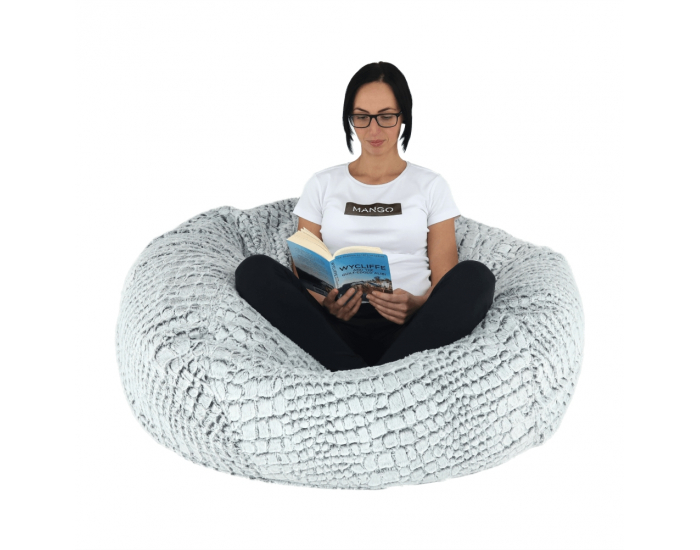 Sedací vak Igarno - sivá / biela vzor