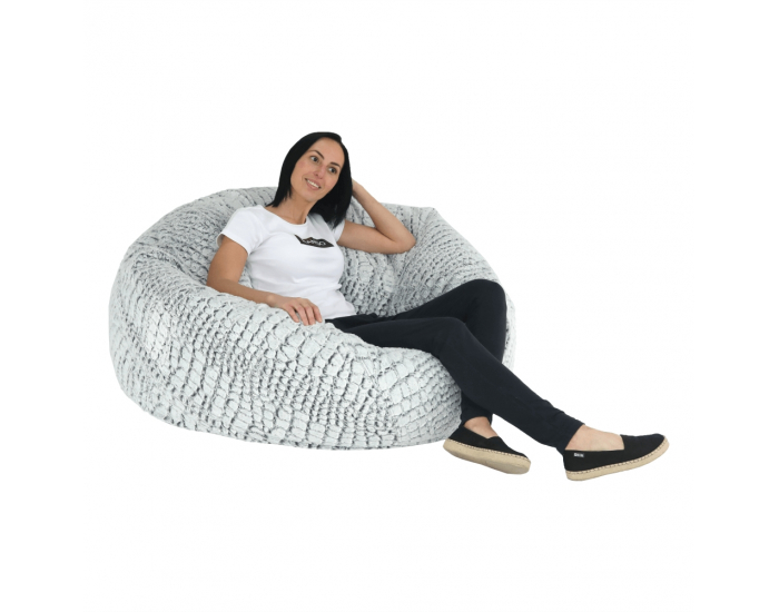 Sedací vak Igarno - sivá / biela vzor