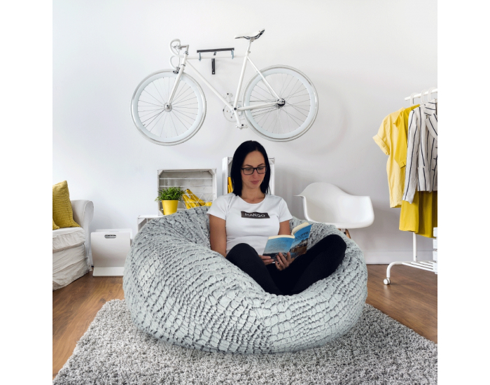 Sedací vak Igarno - sivá / biela vzor