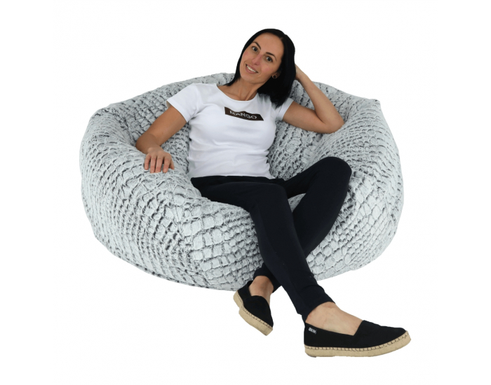 Sedací vak Igarno - sivá / biela vzor