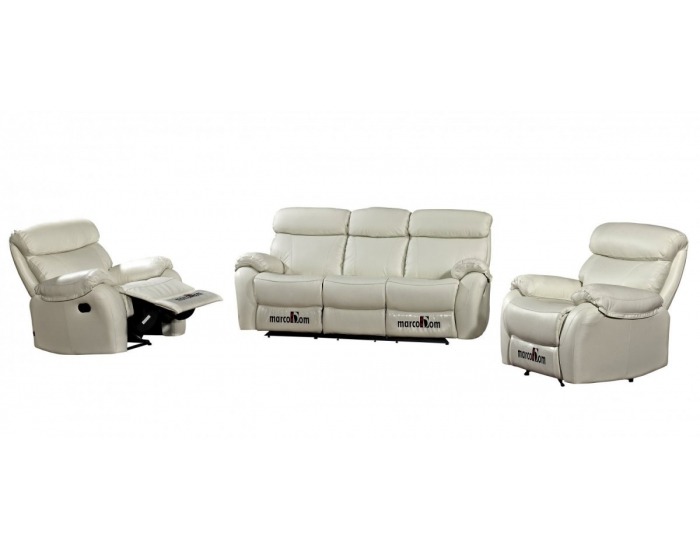 Kožená sedacia súprava s rozkladom Marcodom 23-018 - béžová koža