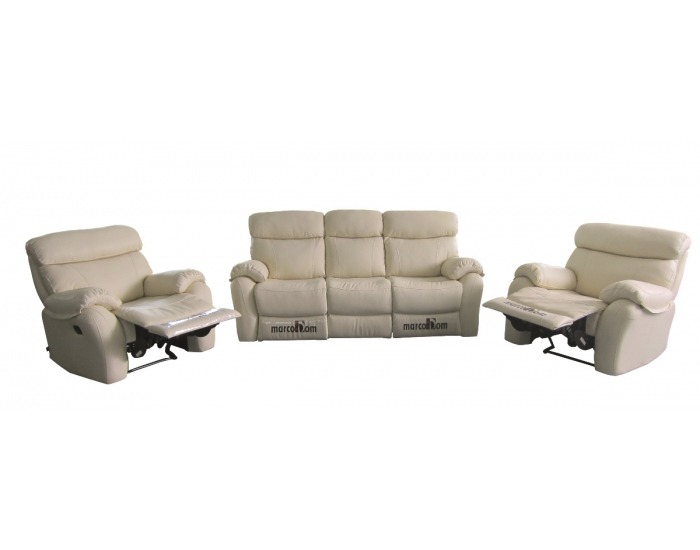 Kožená sedacia súprava s rozkladom Marcodom 23-018 - béžová koža