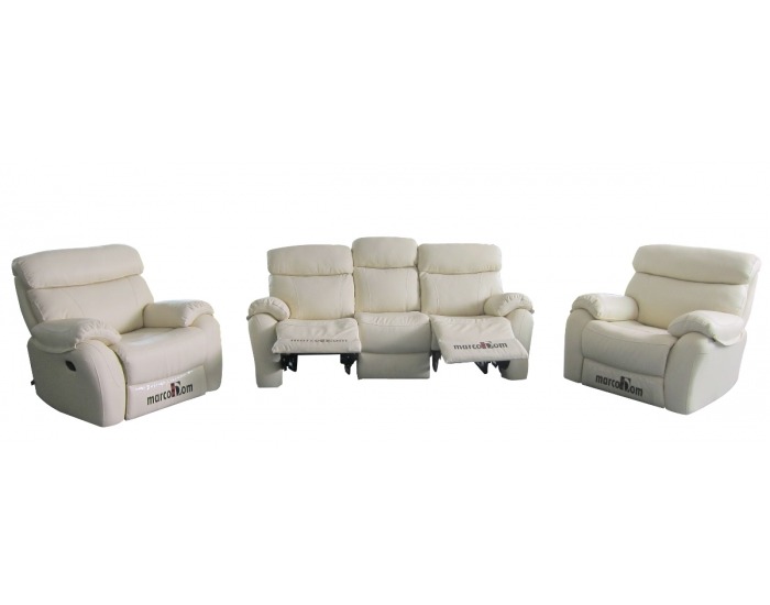 Kožená sedacia súprava s rozkladom Marcodom 23-018 - béžová koža