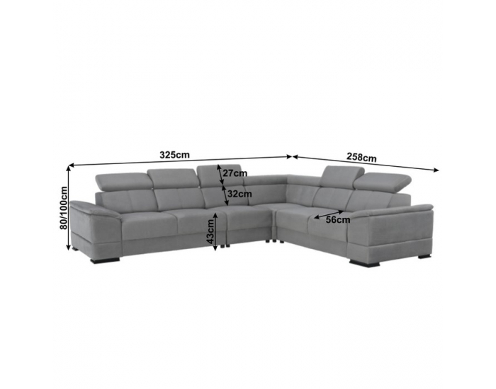 Rohová sedačka Segoria L - sivá