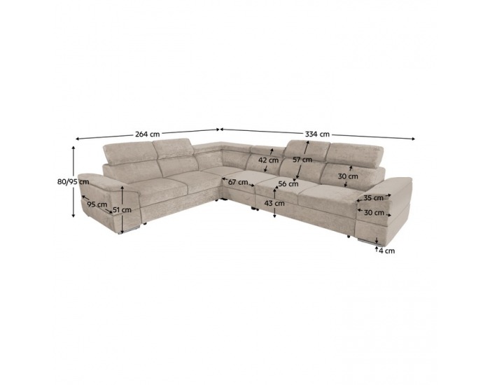 Rohová sedačka s rozkladom Segoria Lux L/P - béžová