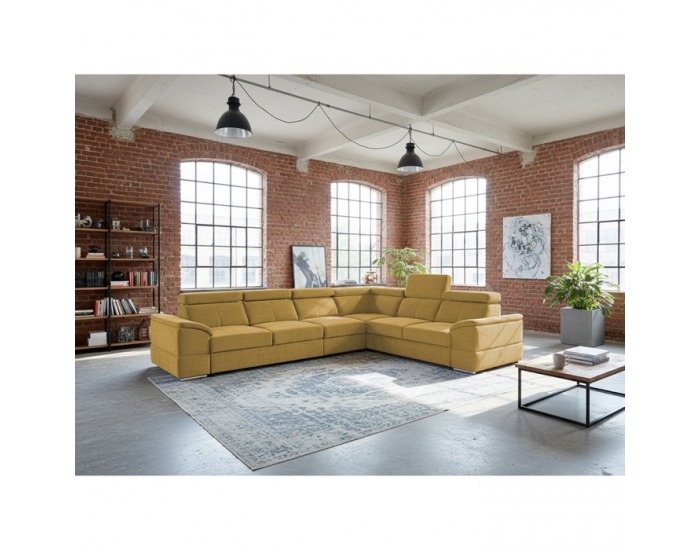 Rohová sedačka s rozkladom Segoria Lux L/P - horčicová