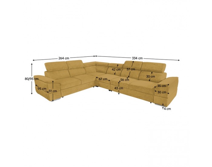 Rohová sedačka s rozkladom Segoria Lux L/P - horčicová