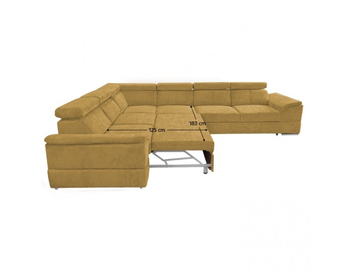 Rohová sedačka s rozkladom Segoria Lux L/P - horčicová