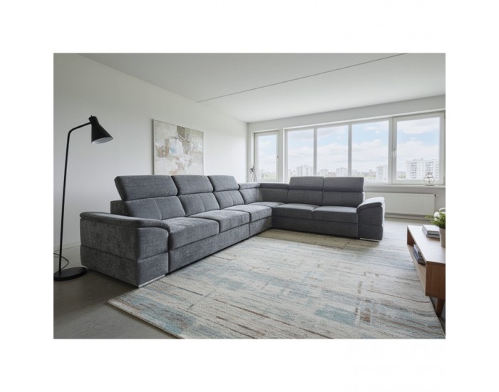 Rohová sedačka s rozkladom Segoria Lux L/P - tmavosivá