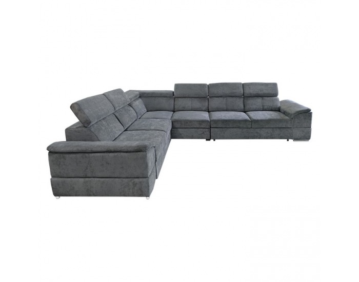 Rohová sedačka s rozkladom Segoria Lux L/P - tmavosivá