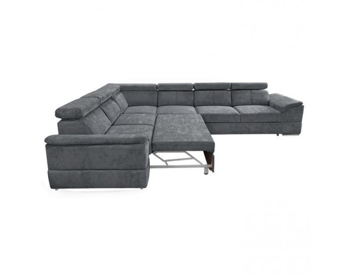 Rohová sedačka s rozkladom Segoria Lux L/P - tmavosivá