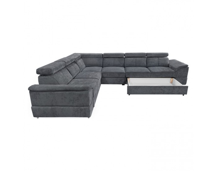 Rohová sedačka s rozkladom Segoria Lux L/P - tmavosivá