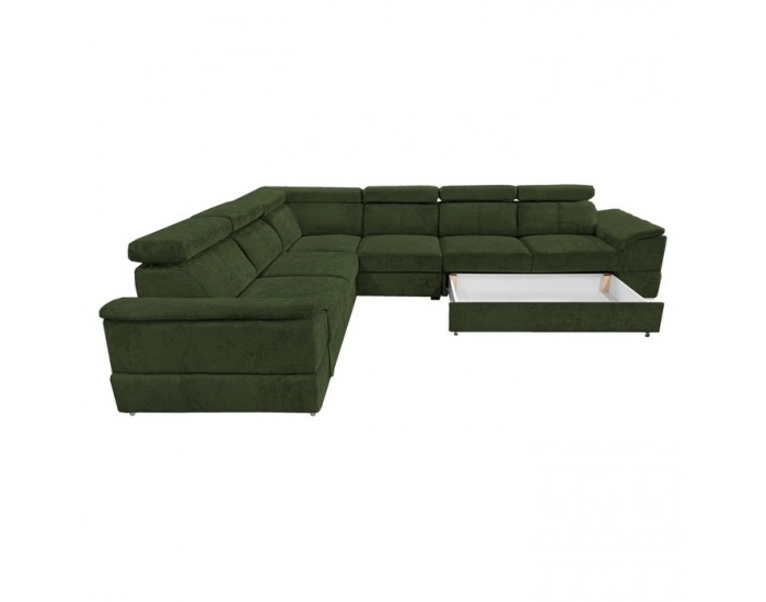 Rohová sedačka s rozkladom Segoria Lux L/P - tmavozelená
