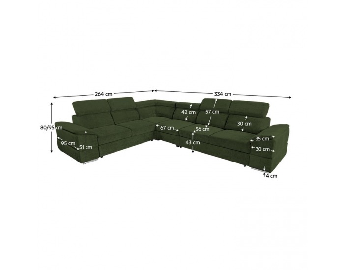 Rohová sedačka s rozkladom Segoria Lux L/P - tmavozelená