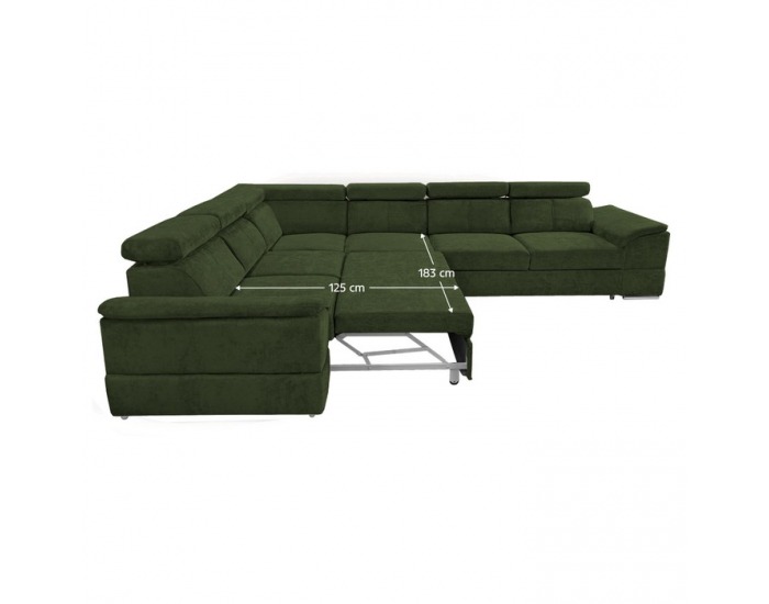 Rohová sedačka s rozkladom Segoria Lux L/P - tmavozelená