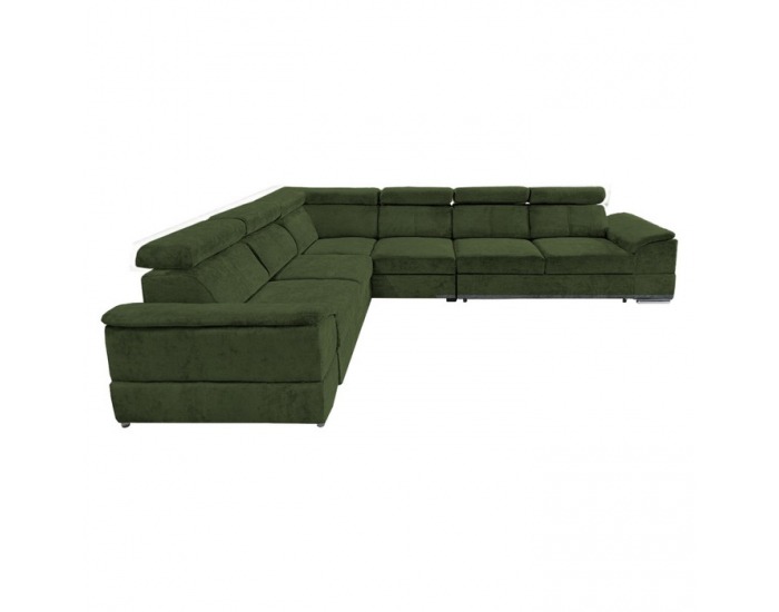 Rohová sedačka s rozkladom Segoria Lux L/P - tmavozelená