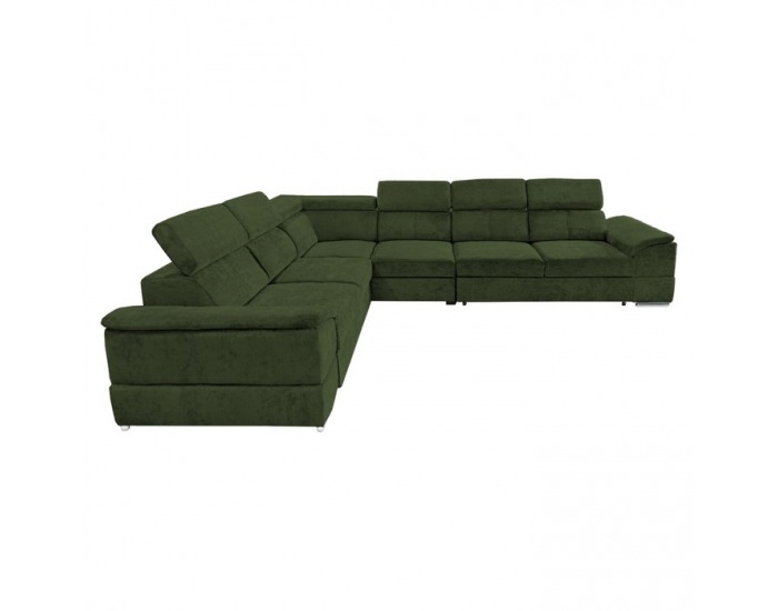 Rohová sedačka s rozkladom Segoria Lux L/P - tmavozelená