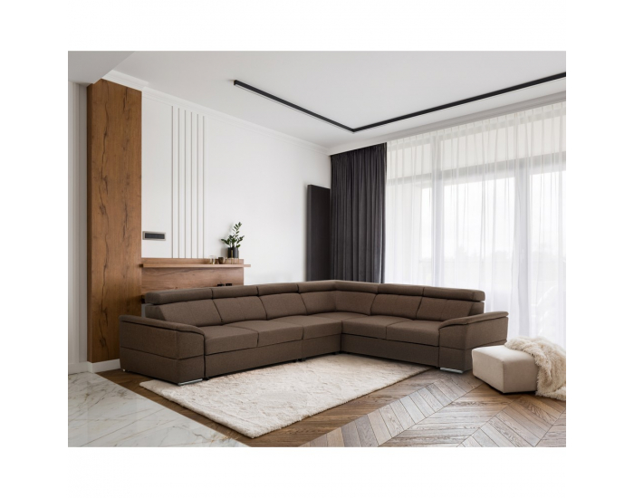 Rohová sedačka s rozkladom Segoria Lux L/P - sivohnedá (taupe)