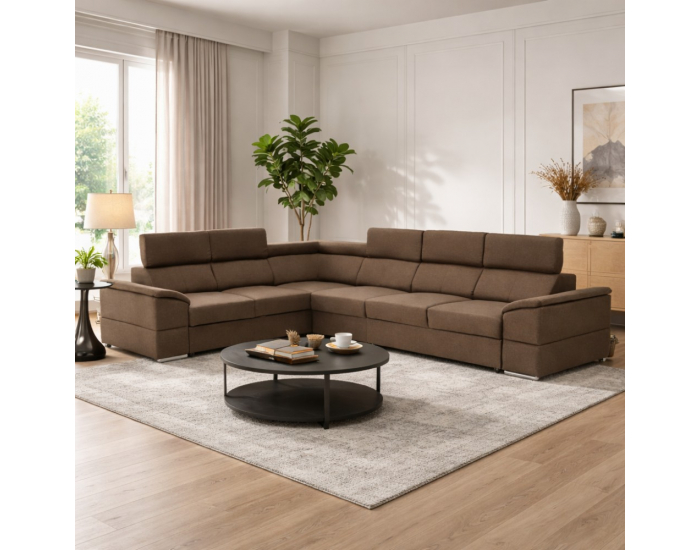 Rohová sedačka s rozkladom Segoria Lux L/P - sivohnedá (taupe)