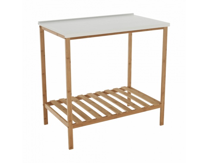 Stôl do kúpeľne s policou Selene Typ 5 - prírodná / biela