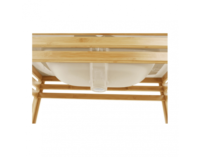 Stôl do kúpeľne s policou a úmyvadlom Selene Typ 6 - prírodná / biela