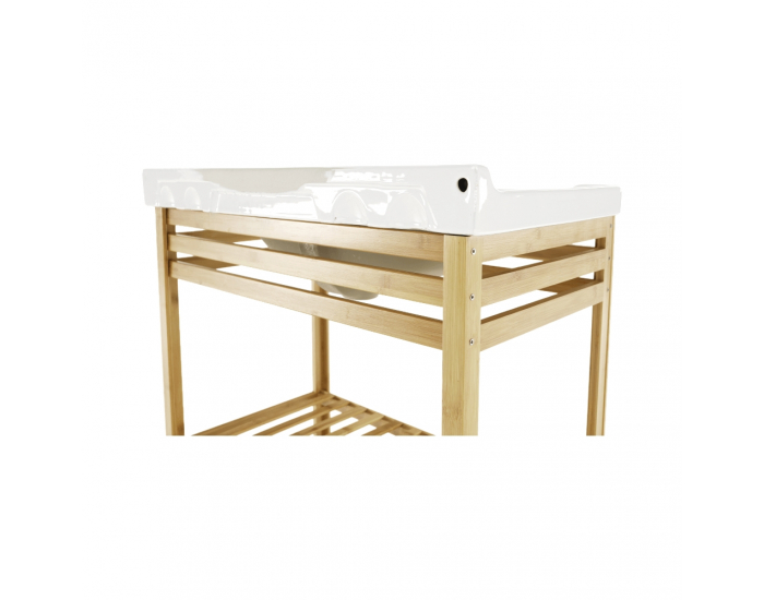 Stôl do kúpeľne s policou a úmyvadlom Selene Typ 6 - prírodná / biela