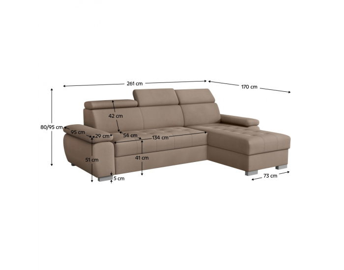 Rohová sedačka s rozkladom a úložným priestorom Semi Roh P - sivobéžová (taupe)