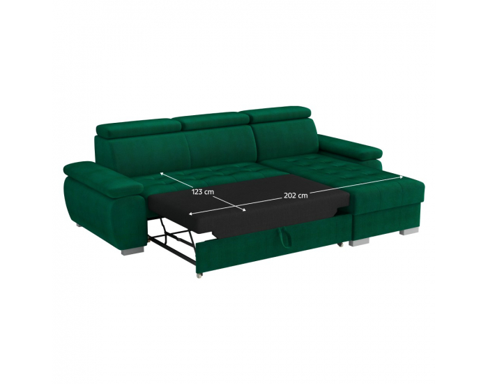 Rohová sedačka s rozkladom a úložným priestorom Semi Roh P - zelená