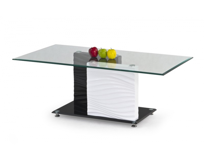 Sklenený konferenčný stolík Shanell - čierny lesk / biely lesk / čierna / priehľadná