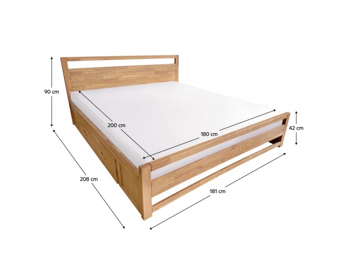 Manželská posteľ Sheila 180x200 cm - prírodná