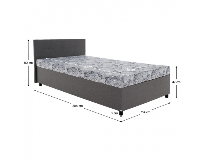 Jednolôžková posteľ (váľanda) s úložným priestorom Sherin 110 - sivá / vzor