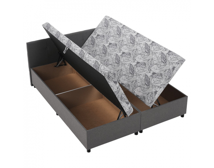 Čalúnená manželská posteľ s úložným priestorom Sherin 160 - sivá / vzor