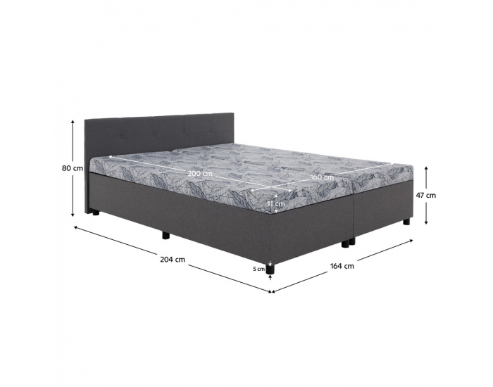 Čalúnená manželská posteľ s úložným priestorom Sherin 160 - sivá / vzor