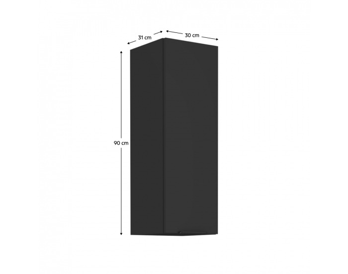 Horná kuchynská skrinka Siber 30 G-90 1F - čierna