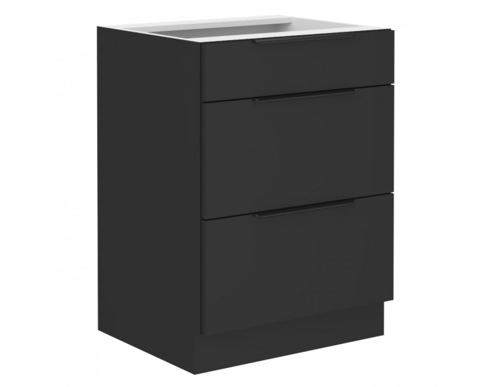 Dolná kuchynská skrinka Siber 60 D 3S BB - čierna
