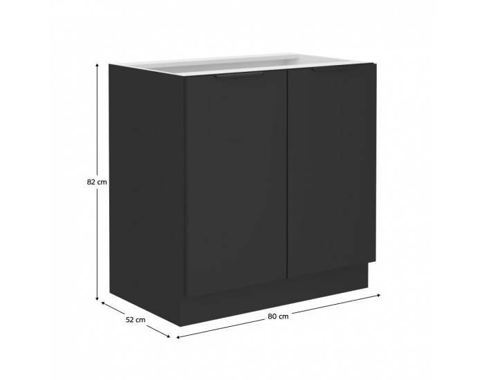 Dolná kuchynská skrinka Siber 80 D 2F BB - čierna