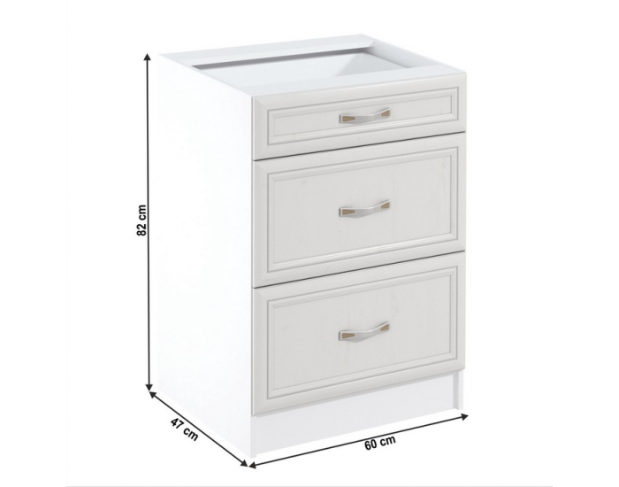 Dolná kuchynská skrinka Sicilia D60S3 - biela / sosna Andersen