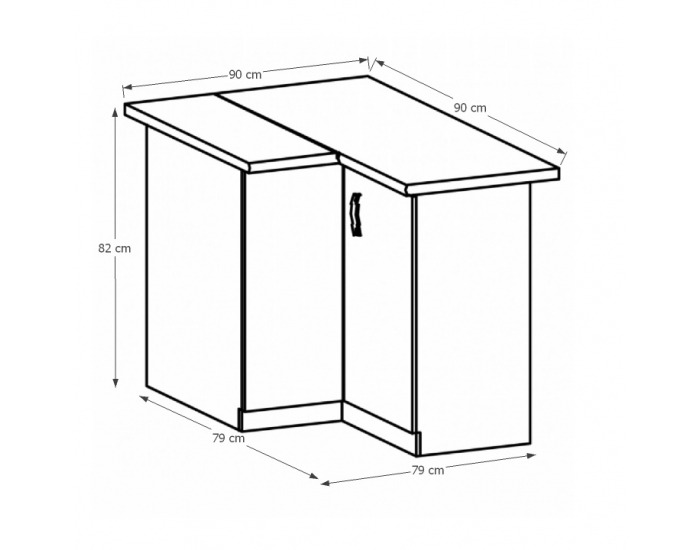 Dolná rohová kuchynská skrinka Sicilia D90N - orech Milano