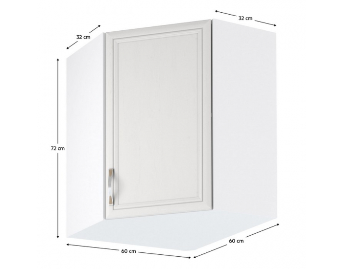 Horná rohová kuchynská skrinka Sicilia G60N - biela / sosna Andersen