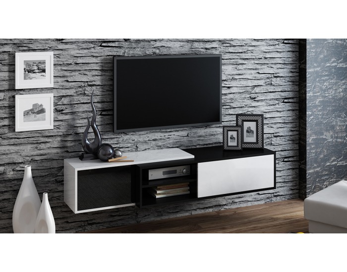 TV stolík Sigma 1B - čierna / biely lesk / čierny lesk