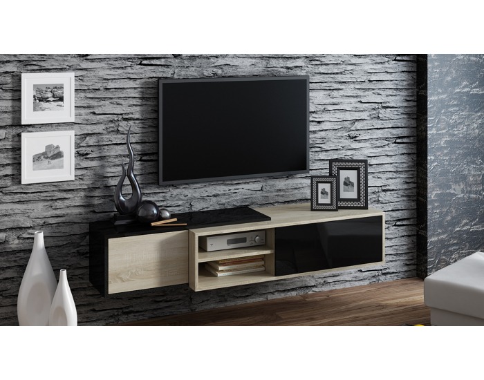 TV stolík Sigma 1C - dub sonoma / čierny lesk