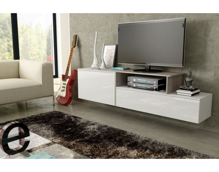 TV stolík Sigma 3B - biela / biely lesk / dub sonoma