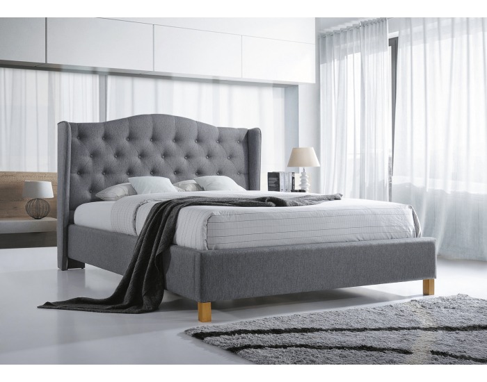 Čalúnená manželská posteľ s roštom Aspen Velvet 160 - sivá