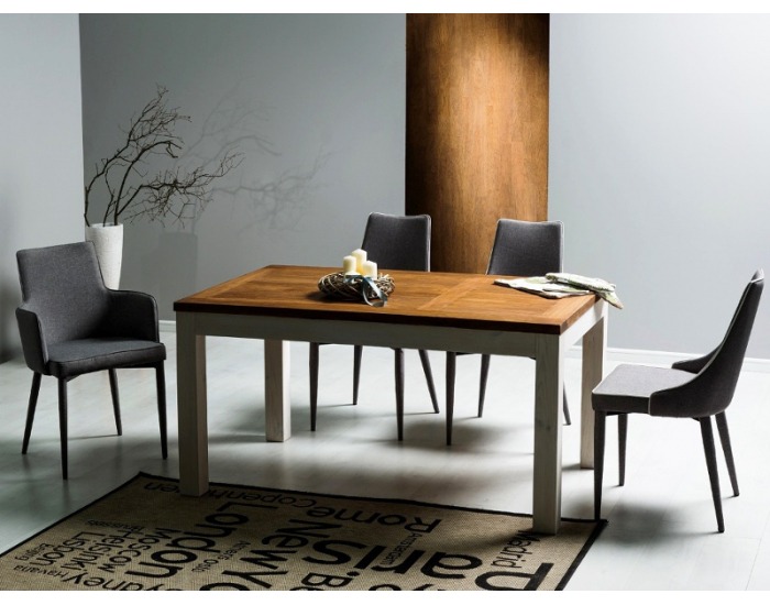 Jedálenský stôl z masívu Beskid 150 - orech / biela borovica